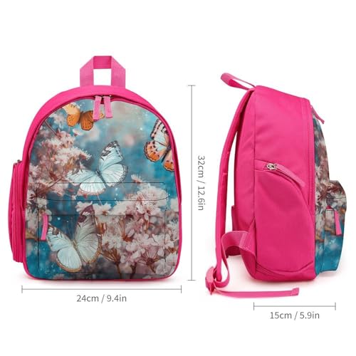 A Group of Butterflies Backpack Small Book Bag with Side Pocket, Lightweight Durable Backpack, Travel Rucksack, Pink-style2