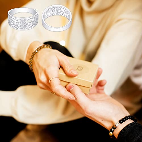 925 Sterling Silver Flower Pattern Leaf Filigree Daisy Ring Vintage Style Wedding Band Jewelry for Women Size 4-122