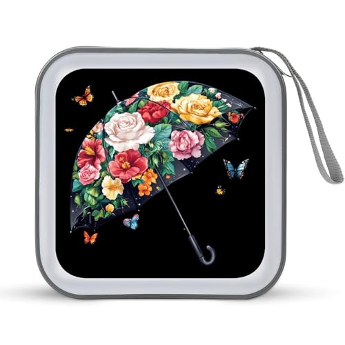 Umbrella No Rain No Flowers CD Case Plastic DVD Case Holder Wallet Disc Storage Organizer for Car Travel