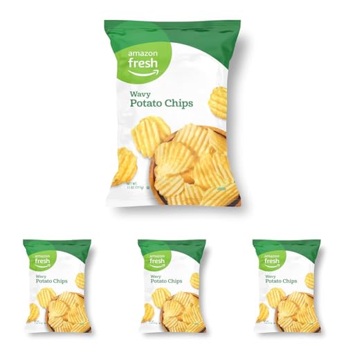 Image of Amazon Fresh, Wavy Potato Chips, 11 Oz (Previously Happy Belly, Packaging May Vary) (Pack of 4)