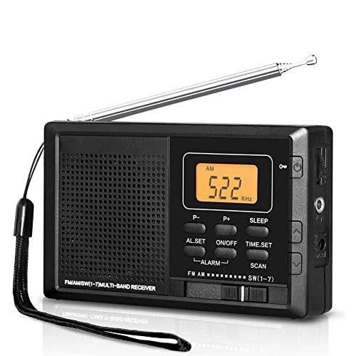 AM/FM Shortwave Battery Operated Radio Radio Alarm Clock Compact Small Radio Digital Tuning Stereo Personal Battery Radio
