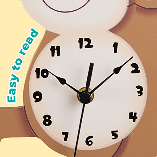 Fantasy Fields Kids Sunny Safari Nursery Clock, Decorative Silent Non-Ticking Kids Wall Clock For Classrooms, Kids Bedrooms, & Playrooms, Monkey Wall Decor, Brown #TOP1