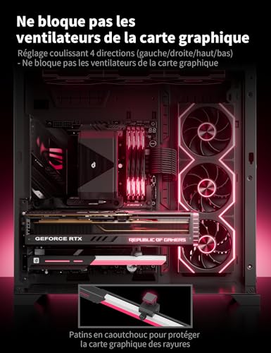 Soporte GPU aleación resistente upHere GL7 con iluminación ARGB ajustable para proteger tu PC 5