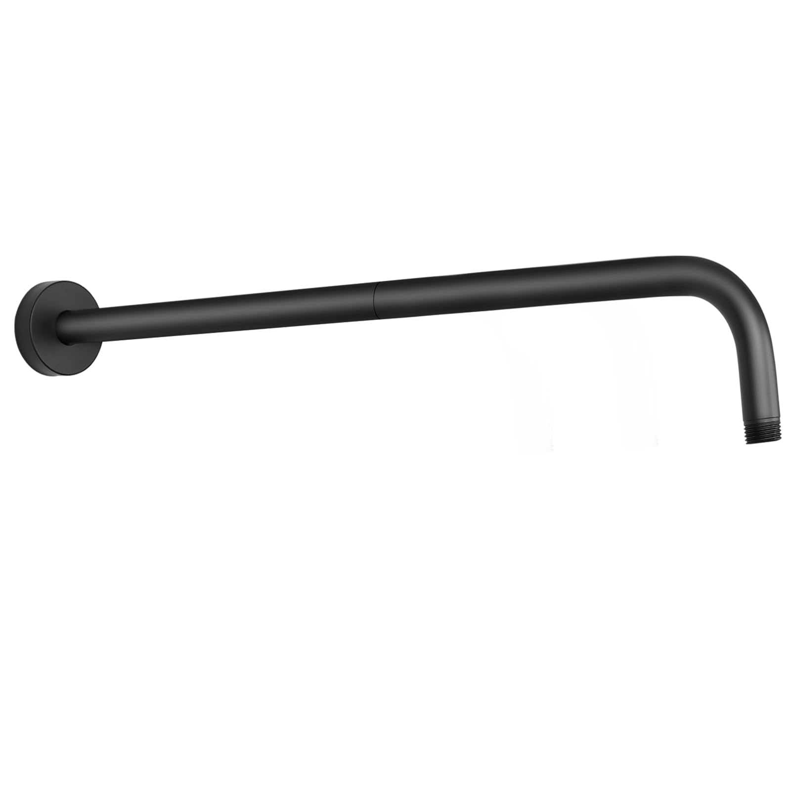 Brazo de ducha con brida y cinta de teflón, brazo de tubo de ducha montado en la pared, brazo de extensión de acero inoxidable 304 para cabezal de ducha fijo y mano (20 pulgadas, negro mate)
