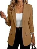 Mina Self Khaki Blazer Jacket for Woman Brown Chocolate 2026 Fall Clothes Camel Tan Womens Jacket Trendy Warm Ladies Dressy Business Casual Fashion Jacket Work Office Women's Blazers & Suit Jackets