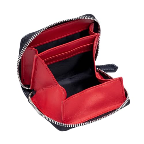 Image of Irsutey Male And Female Zipper Coin Storage Classification Zero Wallet Genuine Leather RFID Anti Theft Brush Wallet (Black)