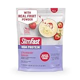 SlimFast High Protein Smoothie Mix Plus Fruit Powder, High Protein Meal Replacement Powder, Fiber, Vitamin C, 21 Servings, 1.29 Pounds, Strawberry Banana (Packaging May Vary)