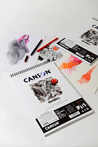 Canson The Wall Marker 200Gsm A4 Paper, Extra Smooth, Spiral Pad Short Side, 30 White Sheets, Ideal For Professional Artists & Illustrators #TOP4