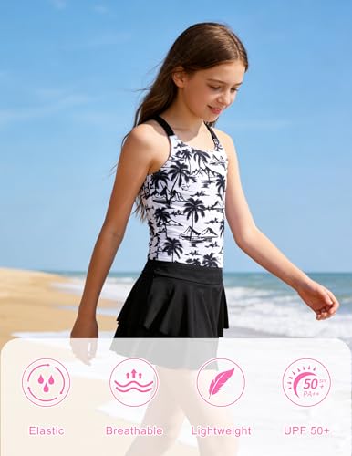 Image of ALISISTER Girls Tankini Swimsuit Two Piece Bathing Suits Summer Beach Swimwear with Shorts for 7-12 Years