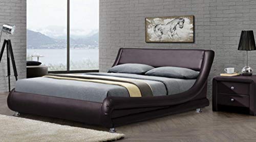 Comfy Living Faux Leather Italian Designer Chocolate Kingsize 5ft Bedframe