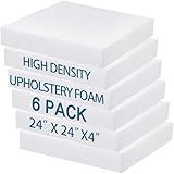Frienda 6 Pack 4” Height x 24” Width x 24” Length High Density Outdoor Couch Cushion Replacements for Patio Furniture Square Upholstery Foam Pad for Couch Cushion Sofa Support Outdoor