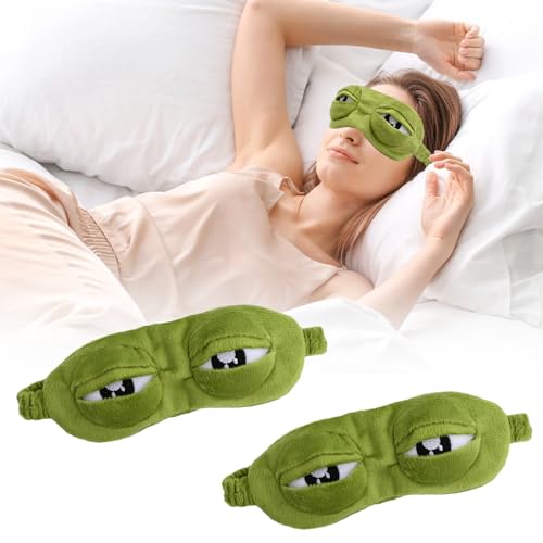 Antifaz para ojos de rana, 2 unidades, antifaz para dormir, con emoji verde, dibujos animados, rana, Wacky, máscara de ojos 3D, creaciones divertidas personalizadas para niños, mujeres y hombres