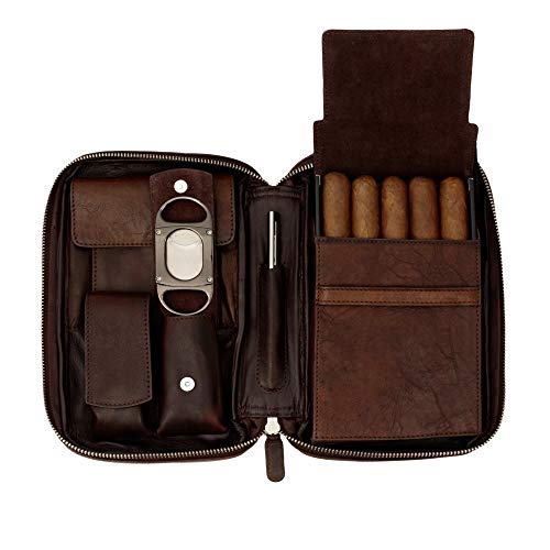 Porta charutos NERONE Travel Case couro marrom vintage PD