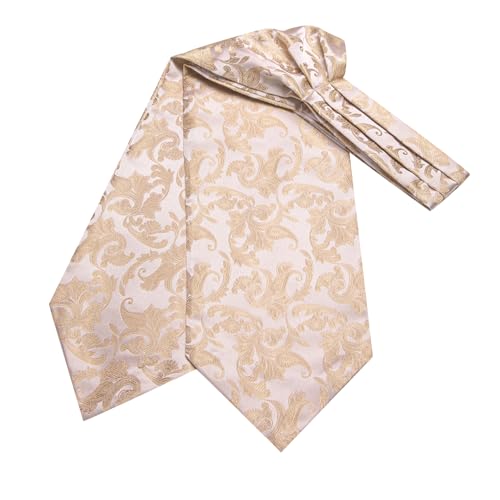 Image of Dubulle Paisley Floral Ascot for Men Self Tie Mens Cravat and Pocket Square Cufflinks Wedding