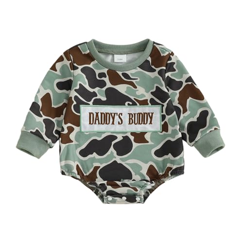 Image of mlpeerw Baby Boy Hunting Clothes Mallard Duck Sweatshirt Bubble Romper Bodysuit Cute Baby Fall Winter One Piece Outfit