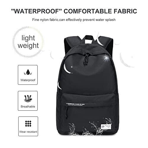 Wepoet Simple Classic Basic Black Backpack For Women,Lightweight High College Daypack,15 Inch Laptop Backpacks, Waterproof Casual Travel Rucksack For Men #TOP3