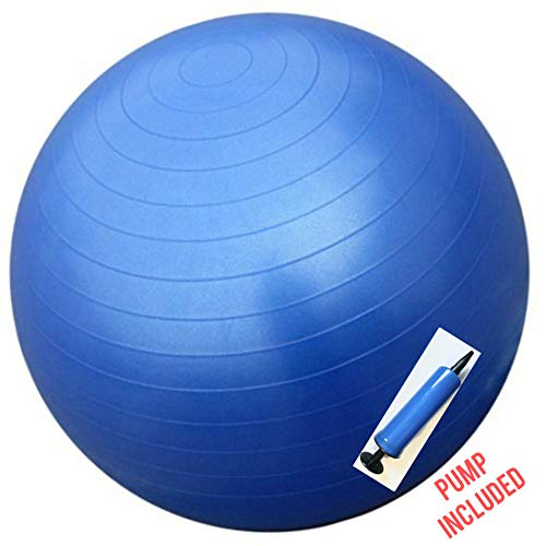 ADEPTNA Ballon de gymnastique anti-éclatement 65 cm  Exercice de yoga Swiss Core Fitness musculation musculation, étirement, tonification, résistance avec pompe à main incluse, bleu