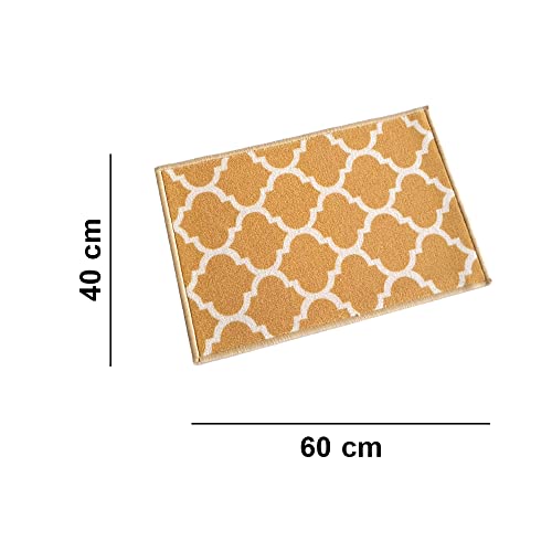 Image of Matz&More Anti Slip Multipurpose Floor Mat, 40x60cm, for Door, Entrance, Bathroom, Bedroom, Kitchen, Office, Trellis Yellow Beige