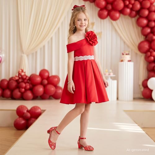 Image of LAURMOSA Girls Dress Shoes Closed Toe Pumps High Heels for Little Big Kid