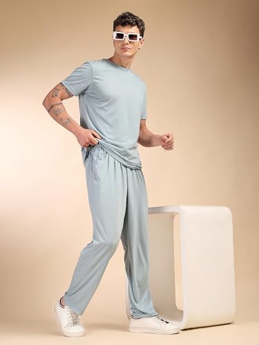 Image of Thomas Scott Men's | Relaxed Fit | Solid | 100% Polyester | Co-Ord Set With Short Sleeve T-Shirt & Trouser