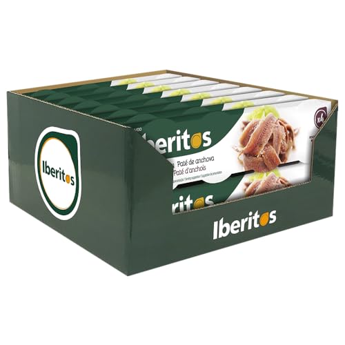 Iberitos - Paté de Anchoas - Ideal para Untar Tostadas, Pan o Cocinar - Ingredientes Selectos - Sin Gluten - Producto Fabricado en España - 16 Packs de 4 x 23 Gramos