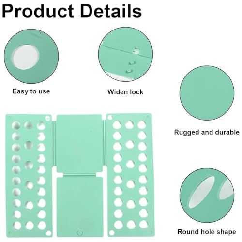 Hinapan 1 Stück Klappbrett für Kleidung, T-Shirt-Kleiderordner, T-Shirt Klappbrett, Einfach zu Falten, Einfach und Schnell, Langlebiger Kunststoff, Faltbrett für Kinder und Erwachsene (Grün)