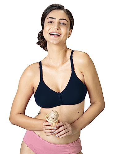 Image of Lyra Women's Cotton Non Padded Wire Free Seamless Bra Navy Blue
