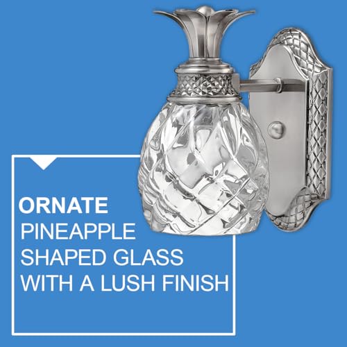 Hinkley Plantation Medium Three Light Bath Vanity - Pineapple Motif, Clear Optic Glass - Polished Antique Nickel Finish