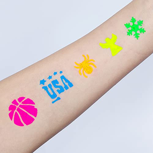 Body Paint Glow In The Dark Uv Neon Blacklight Face Paint Makeup With 0.4Oz Set Of 8 Tubes 6 Art Brushes And 1 Palette For Adults Music Festivals Party Halloween Christmas #TOP3