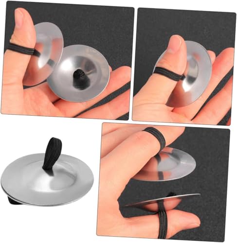 2 Pcs Silver, Belly Dancing Finger Cymbals Belly Dance Finger Cymbals Oriental Dance Outfit Accessories for Women Girls, Finger Cymbals - Thumbnail 5
