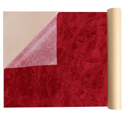 Self Adhesive Felt Fabric, Soft Velvet Drawer Liner, DIY Velvet Fabric for Art & Crafts, Jewelry Box Felt Liner, Solid Color Felt（Red1-17.7x78.7）