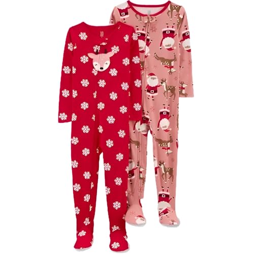 Carter's Just One You Baby Blanket Sleeper 2-Pack, Reindeer & Santa Designs, Size 2T, Red/White, Pink/Red