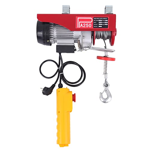 Ridgeyard Elektrische Seilwinde Seilzug Seilhebezug 125 kg / 250 kg 12 m/6 m mit Kabelfernbedienung Motorwinde | 1,3m Kabellänge | 550 W Cover