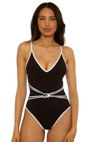 Trina Turk Triumph - Women's Braided One Piece Swimsuit, Adjustable, Bathing Suits for Women, Black, 10