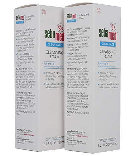 Sebamed Clear Face Cleansing Foam Gentle Face Wash For Impure Oily And Acne-Prone Skin 5.07 Fluid Ounces (Pack Of 2) #TOP2