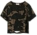 SweatyRocks Tshirt Camo Print Distressed Crop T-shirt (Medium, Camo#1-Crop Top)