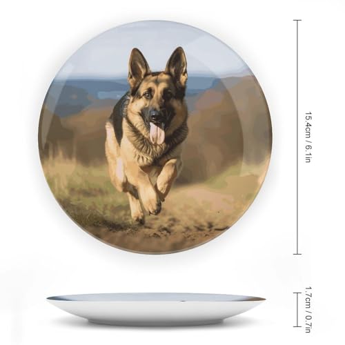 Plato decorativo Running German Shepherd 6 pulgadas miniatura 2