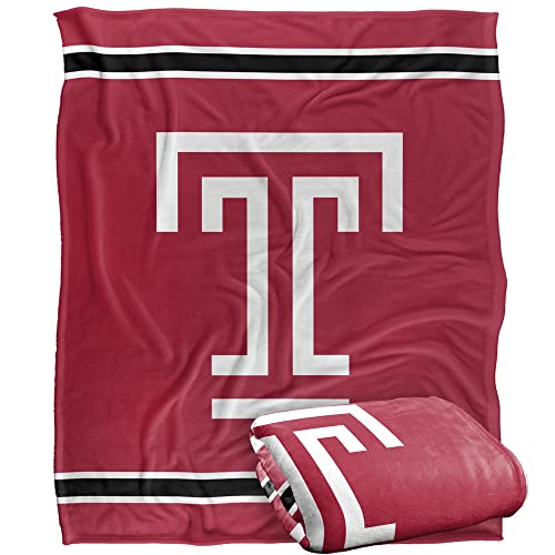 Temple University Owls Blanket, 50" x 60", Primary Logo Stripes, Silky Touch Super Soft Throw