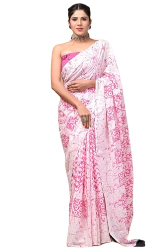Image of Hand Block Printed Cotton Mulmul Saree | Soft Lightweight Summer Saree | Pure Cotton Traditional Indian Saree for Women