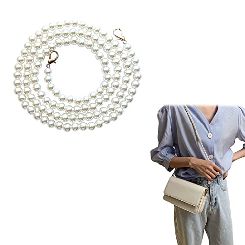 Cadena para Bolsos,1 Piezas Correas de Cadena de Bolso,Cadenas de Correas de Hombro,Bolsa de Hombro de Cadena de Repuesto,Bolsa de Hombro con Correa de Cadena (Blanco perla) Cover