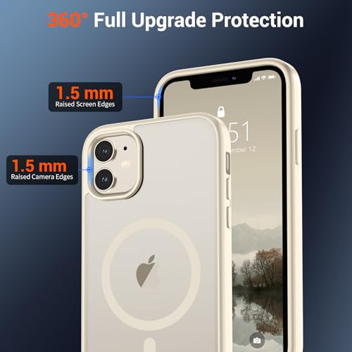 Image of SUPFINE Magnetic for iPhone 12 Case /iPhone 12 Pro Case (Compatible with MagSafe) (Military Grade Drop Protection) Slim Translucent Matte Shockproof with Anti-Fingerprint Phone Case,Antique White