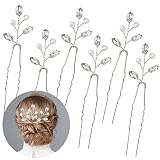 Ledeak Bridal Wedding Hair Pins, 6 Pieces Pearl Crystal Bridal Hair Pins Rhinestone Flower Wedding H