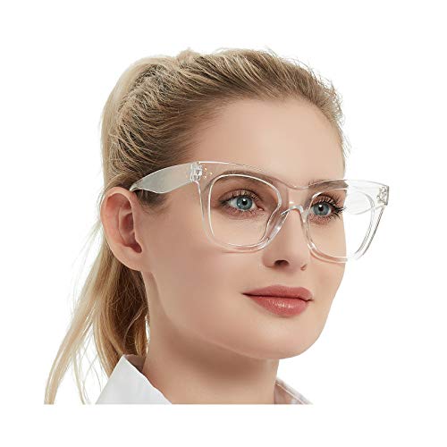 OCCI CHIARI Anti Blue Light Reading Glasses for Women Fashion Computer Use Durable Reader 0 1.0 1.5 2 2.5 3 3.5 4.0 5.0 6.0 (Clear, 1.5)
