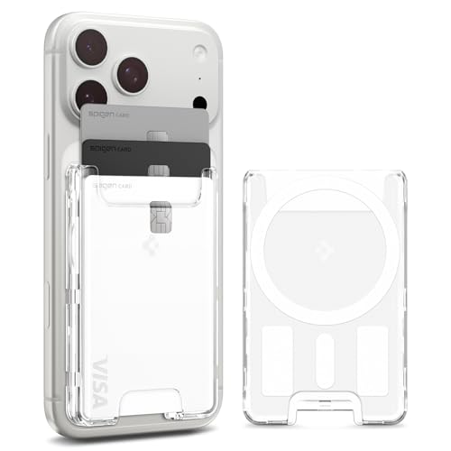 Spigen Ultra Hybrid MagFit Magnetic MagSafe Wallet Card Holder Compatible with iPhone 17/16/15/14/13/12 Series and PixelSnap Cases for Pixel 10 Series - Crystal Clear