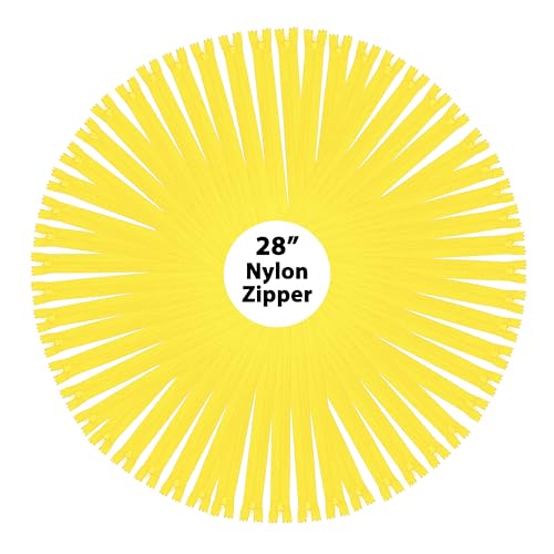 Mandala Crafts 40 PCs Yellow Closed-End 28 Inches Nylon Zippers for Sewing