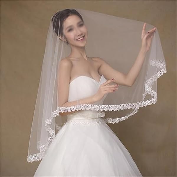 HYIOLR Kant Zachte Bruid Bruiloft Sluier Jurk Accessoires Bruiloft Hoofdtooi 1.5 m Geborduurde Kant