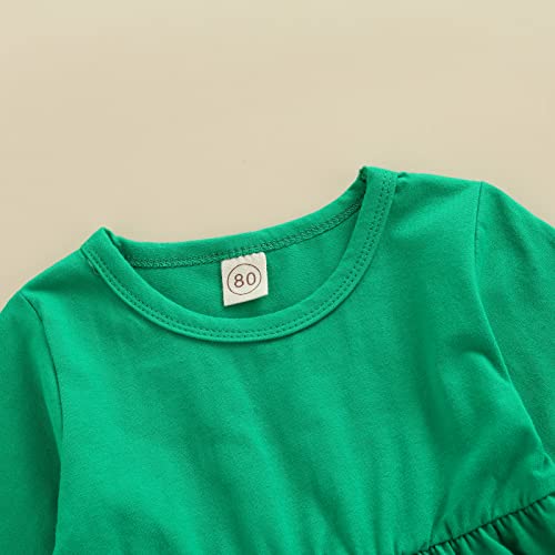 Citgeett ZYH01JMQPTHKWNDA1 St. Patrick Day'S Toddler Girls 1T 2T 3T 4T 5T Clothes Outfits Baby Girls 6 12M Tunic Dress Top +Clover Pants Scarf Set thumb #3
