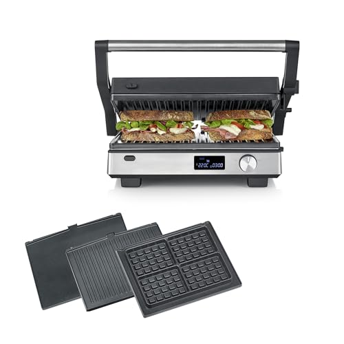 SEVERIN grill de contacto S-Joy Sevini FLEX, grill multicontacto 3 en 1, recubri
