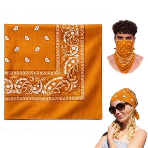 Image of VRONZO Unisex Soft Breathable 100% Cotton Bandana for Men & Women | Head Band for Men Bike Riding, Scarf for Men, Head Scarf for Women, Multi-Purpose Paisley Printed Square 50x50 cm