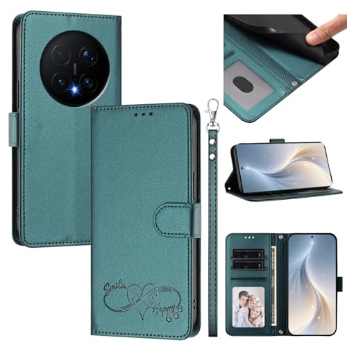 Jiajihua Cover Compatible with Honor Magic8 Pro Phone Case【Card Cash Slot Wallet Design Flip Kickstand Drop Protection】 Green
